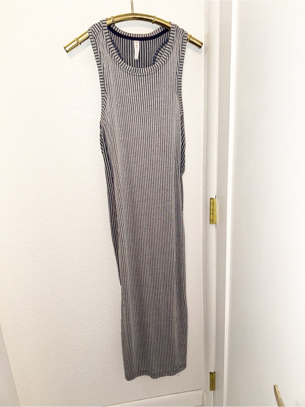 ANTHROPOLOGIE x DAILY PRACTICE The Ribbed RacerBack MIDI Dress Graphite SZ: X-L